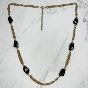 Chico's Multi Strand Beaded Station Gold Tone Necklace